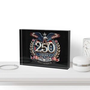 250th Semiquincentennial Anniversary USofA Acrylic Photo Block-Black | July 4th